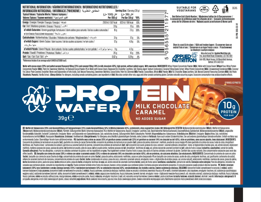 Applied Nutrition Protein Wafer Milk Chocolate Caramel (Box of 12) - Image 2