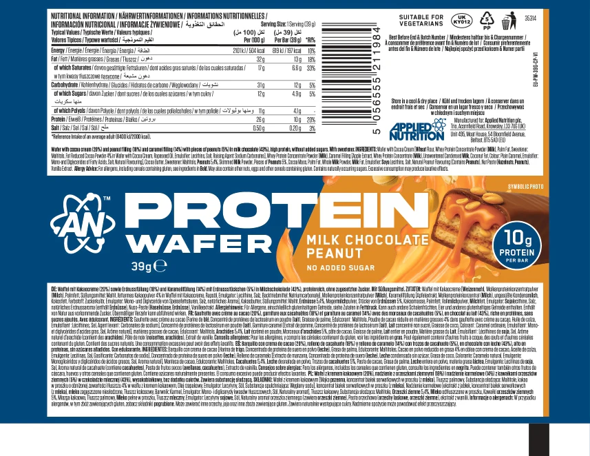 Applied Nutrition Protein Wafer Milk Chocolate Peanut (Box of 12) - Image 2