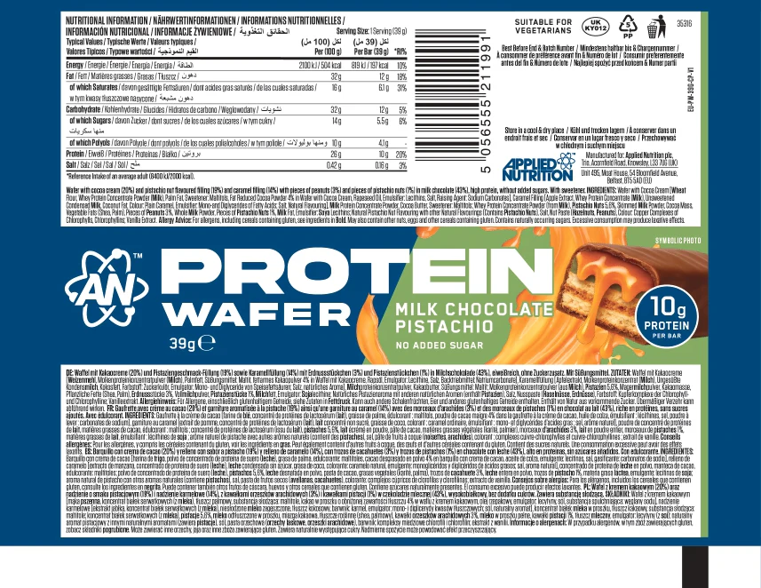 Applied Nutrition Protein Wafer Milk Chocolate Pistachio (Box of 12) - Image 2