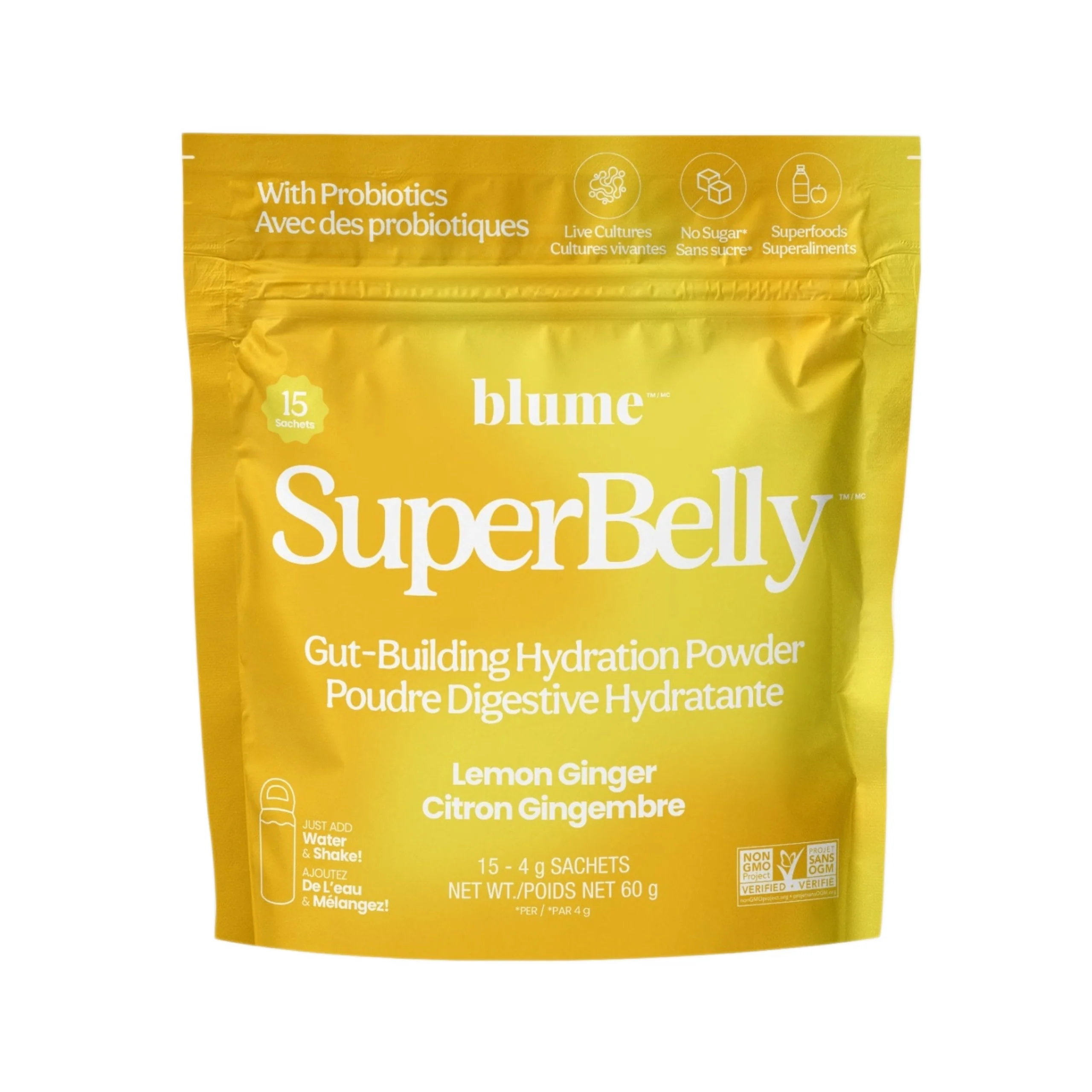 Blume SuperBelly Gut-Building Hydration Powder - Bag of 15 Sachets (60g) - Image 3