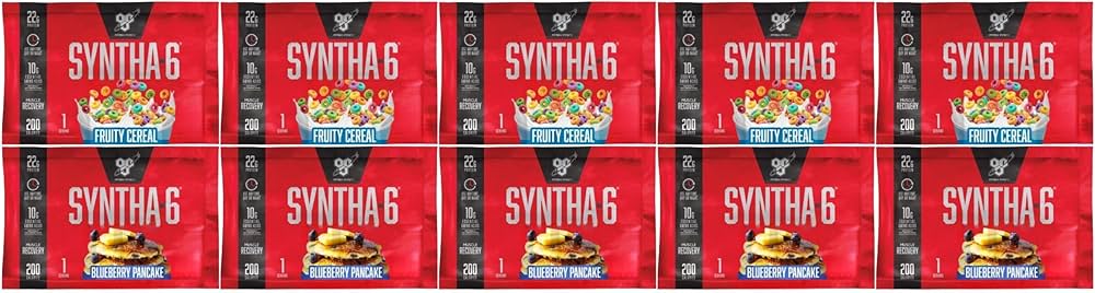BSN Syntha 6 Sample Pack of 10 (5 Blueberry Pancake & 5 Fruity Cereal) - Image 2