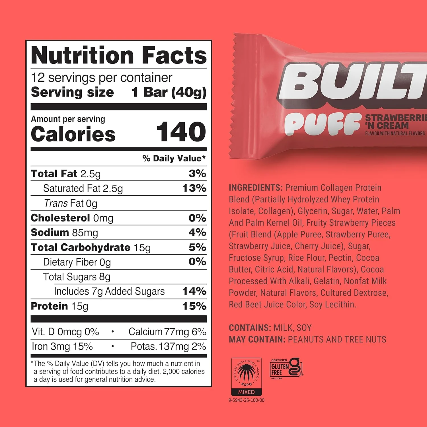 Built Puffs (Box of 12) - Strawberries 'N Cream - Image 2
