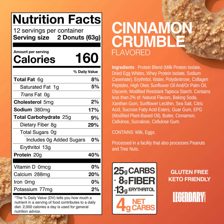 Legendary Foods Protein Donuts Cinnamon Crumble (Box of 12) - Image 2