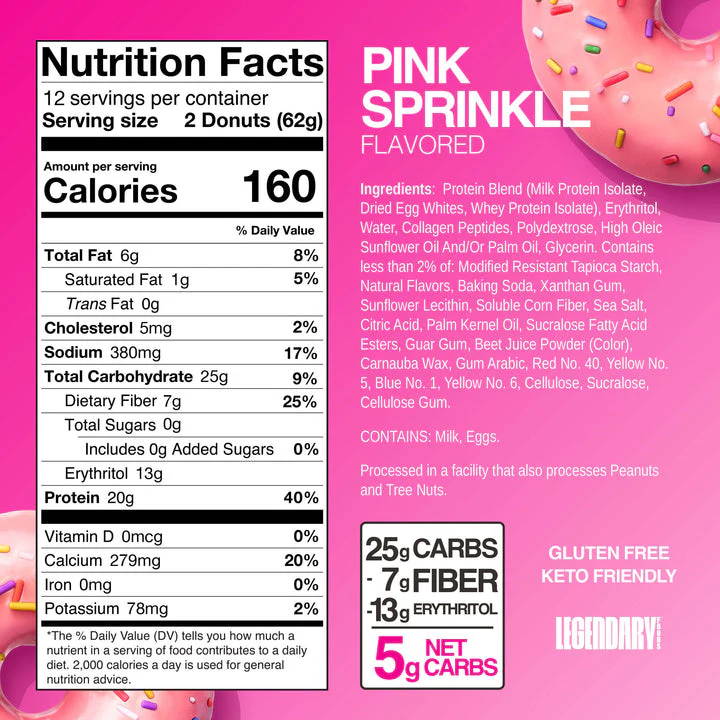 Legendary Foods Protein Donuts Pink Sprinkle (Box of 12) - Image 2