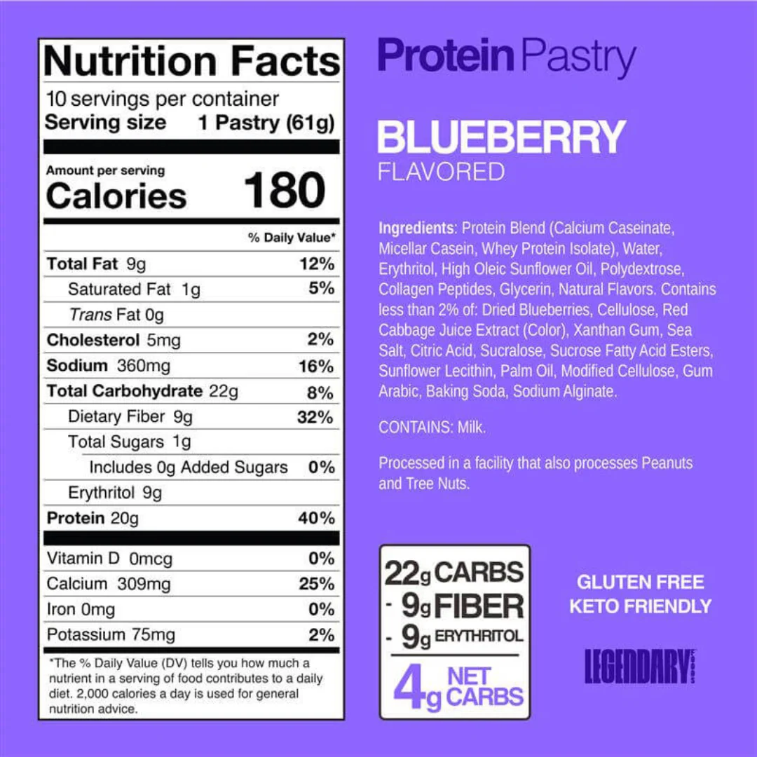 Legendary Foods Tasty Pastry Cake Style Blueberry  (Box of 10) - Image 2