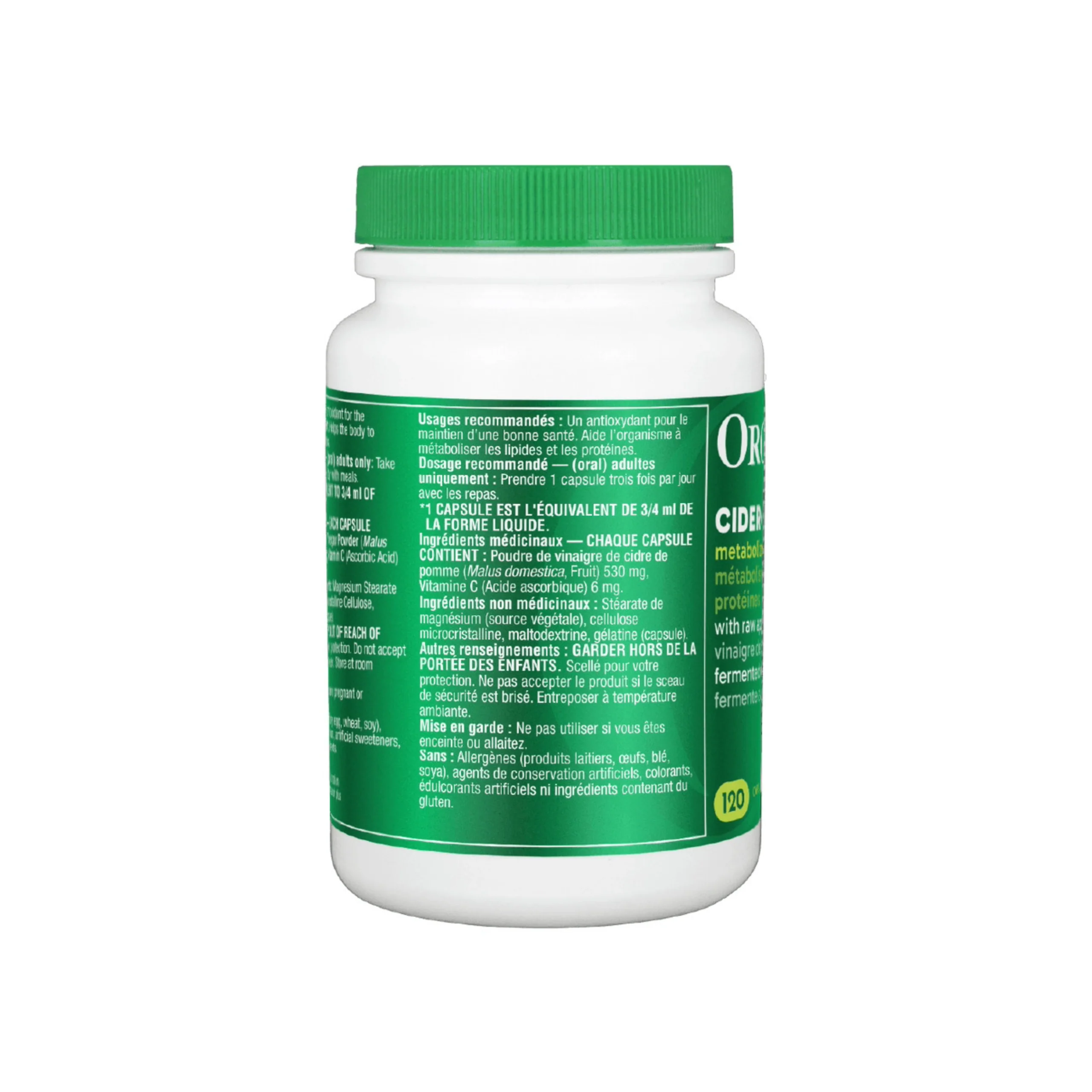 Organika Cider Vin Unrefined 530mg 120 Capsules - Image 2