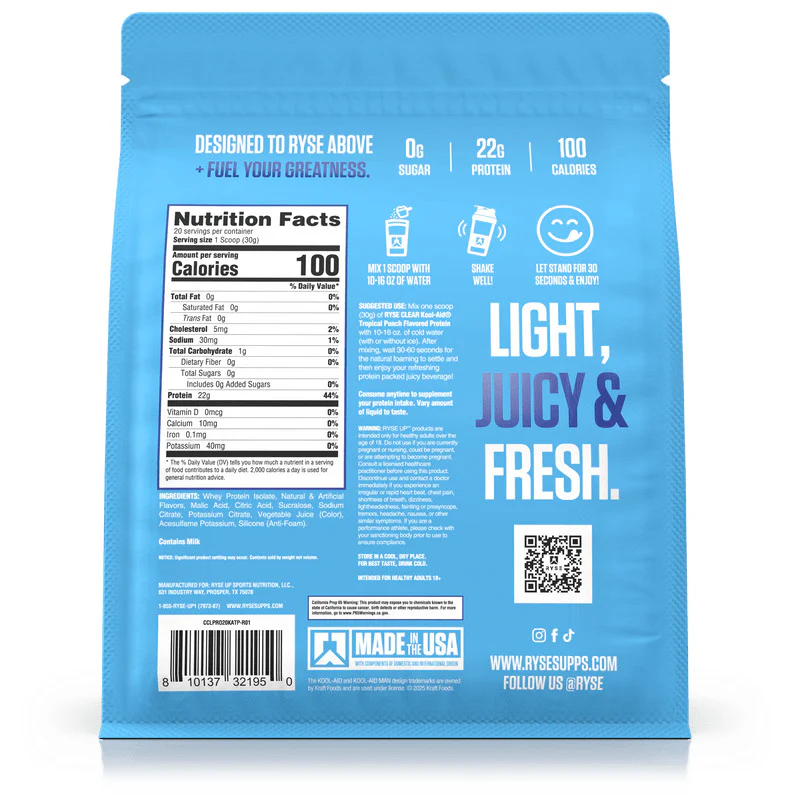 Ryse Clear Protein Powder 20 Servings - Image 2